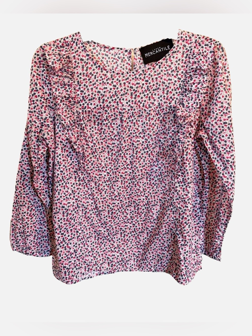 J.Crew Mercantile 100% Cotton Floral Ditsy Print Peasant Blouse Size 2